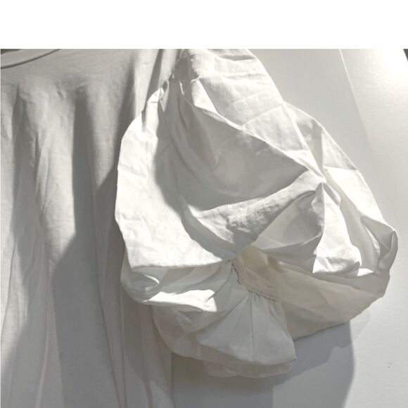 A.L.C. Cassandra Puff Ballon Short Sleeve Cotton White Relaxed Top M - Picture 12 of 16